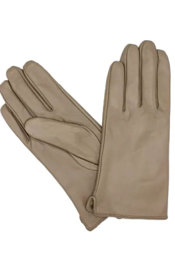 Fleeceforet Læderhandsker Taupe