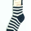 Hirsch Natur Wool Socks Stripes Marine/White