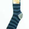 Hirsch Natur Wool Socks Stripes Grey/Jeans/Marine