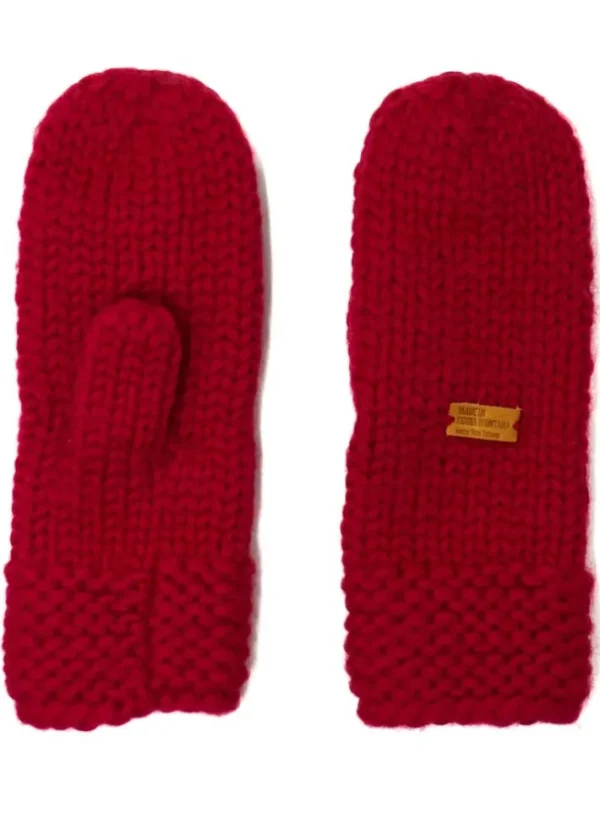 Håndstrikket Merinould Vanter Red