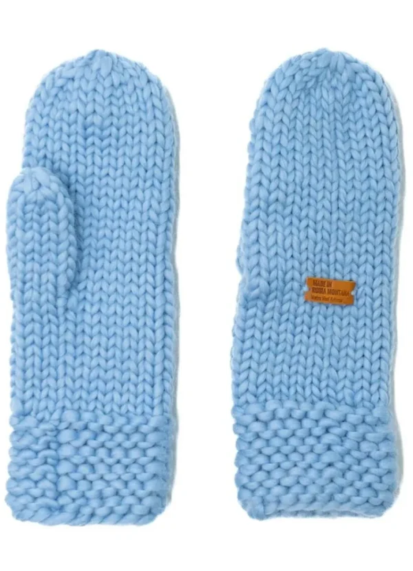 Håndstrikket Merinould Vanter Baby Blue