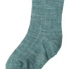 JOHA Wool Socks Thin Rib Aqua