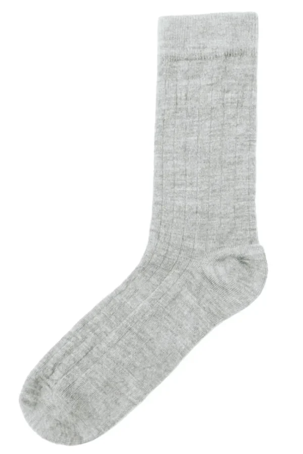 JOHA Wool Socks Thin Rib Grey