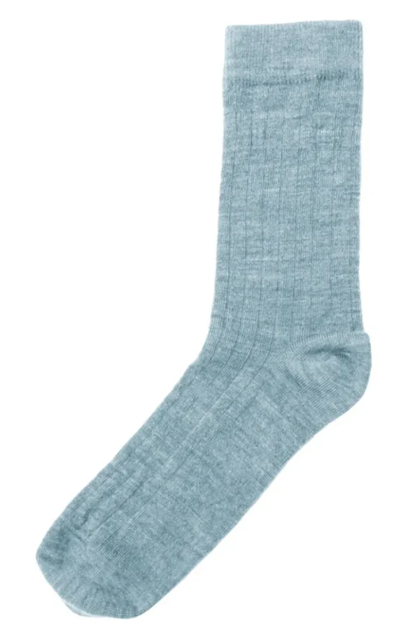 JOHA Wool Socks Thin Rib Blue