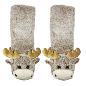 Kid's Funny Animal Plush Gripper Slipper Socks Moose Up