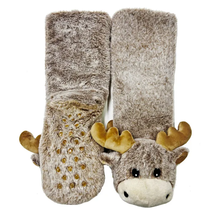 kids_funny_animal_plush_g_1.webp Kid's Funny Animal Plush Gripper Slipper Socks Moose Up
