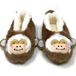 Kid's Funny Fluffy House Slippers Let's Monkey