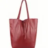 Leather Shoulder Bag Dark Red