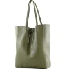 Leather Shoulder Bag Olive Green