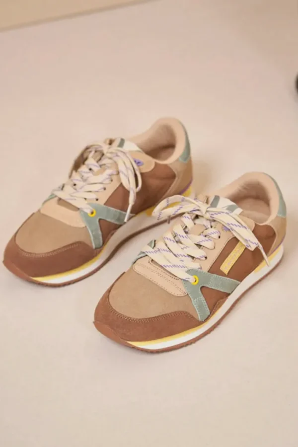 M.MOUSTACHE André Running Sneakers Suede Brun Sable Sauge