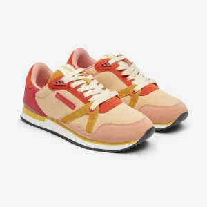 M.MOUSTACHE André Running Sneakers Suede Rose Nude Jaune
