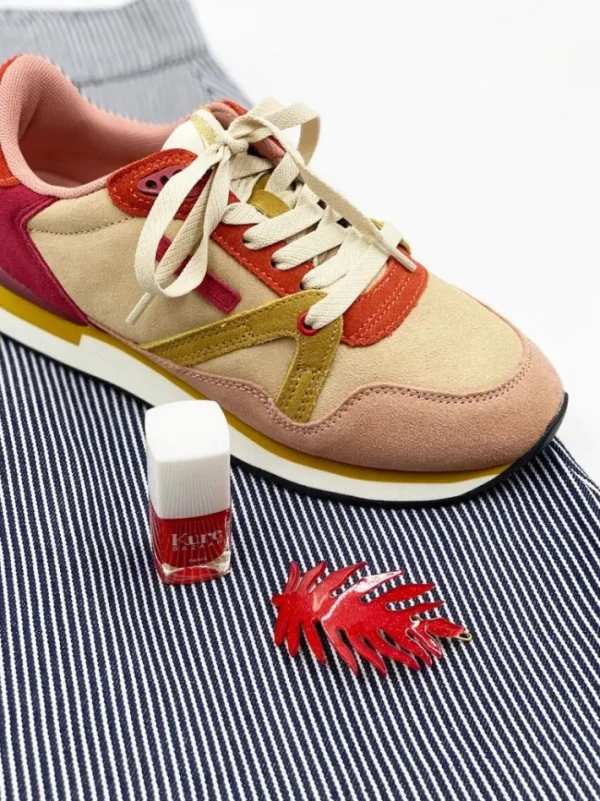 M.MOUSTACHE André Running Sneakers Suede Rose Nude Jaune