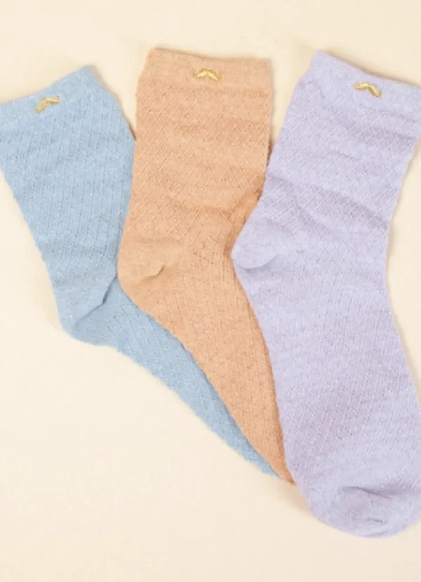 M.MOUSTACHE Chaussettes Strømper 3-Pak Gaufré paillettes