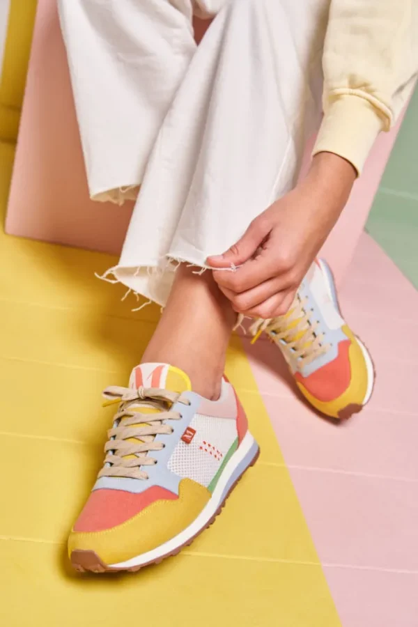 M.MOUSTACHE Gabrielle Suede jaune corail ciel