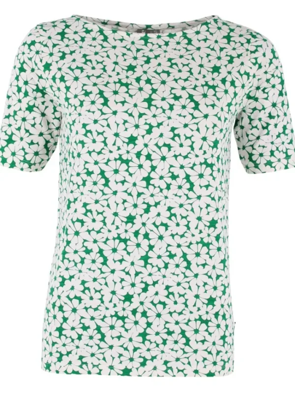 ORGANIC - Daneboat Neck Slub Tee Green Flower