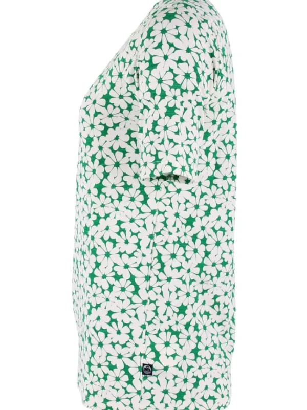 ORGANIC - Daneboat Neck Slub Tee Green Flower