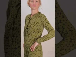 ORGANIC - Danemusical Viscose Slub Dress Olive FLOWERY