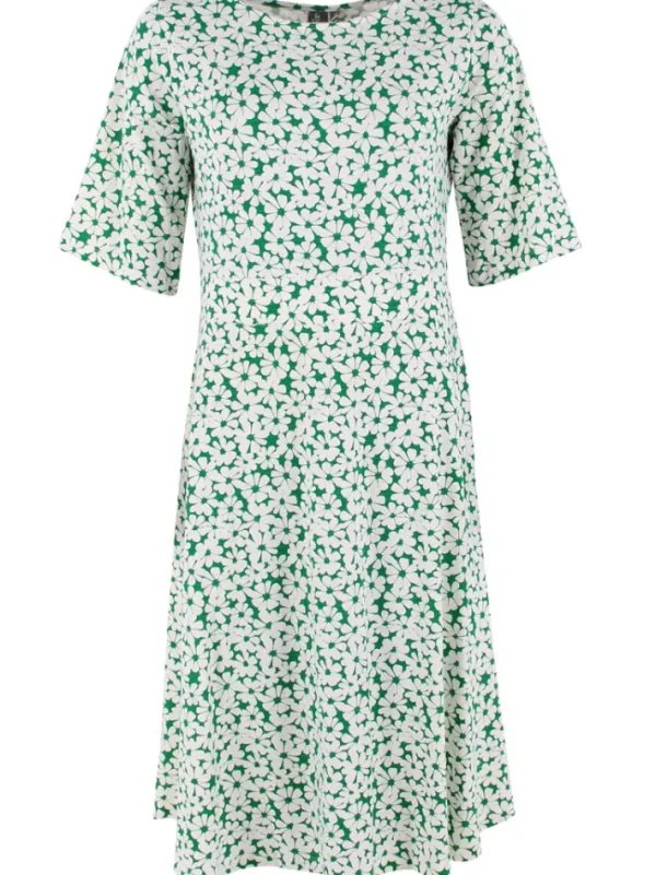 ORGANIC - Daneviborg Slub Dress Green Flower