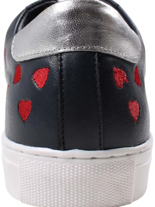 PiedPied Leather Love Sneakers Navy ( Red Hearts )