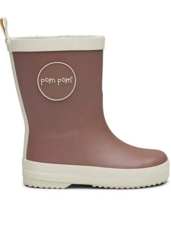 Pom Pom Gumboots Mahogany