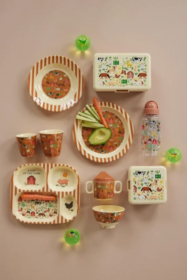 Rice Lille Madkasse Brown Farm Print