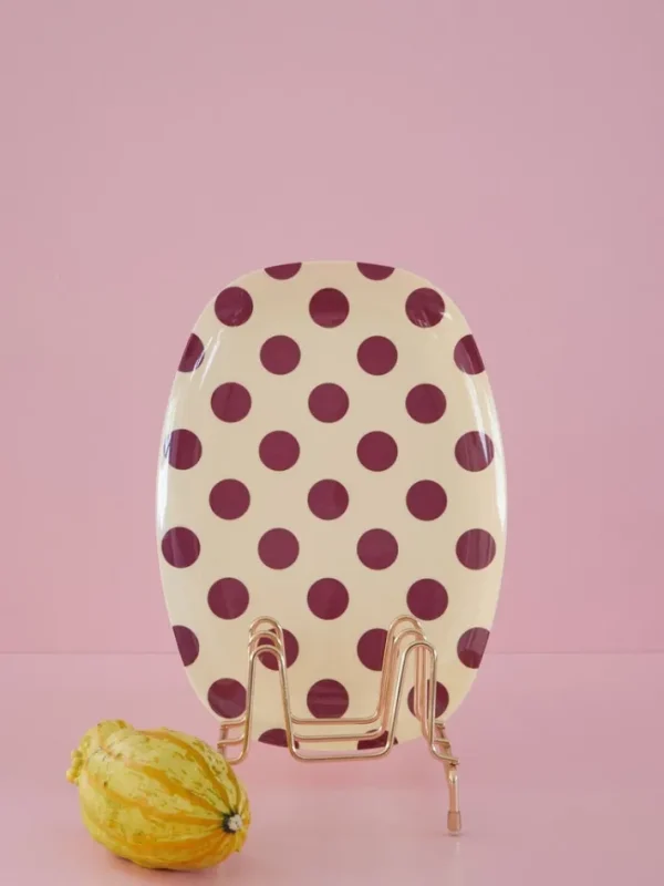 Rice Stor Rektangulær Middagstallerken Lilla Dots Print