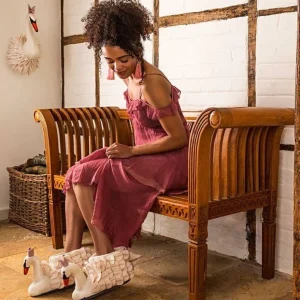 Sew Heart Felt Women's Slippers with Swan