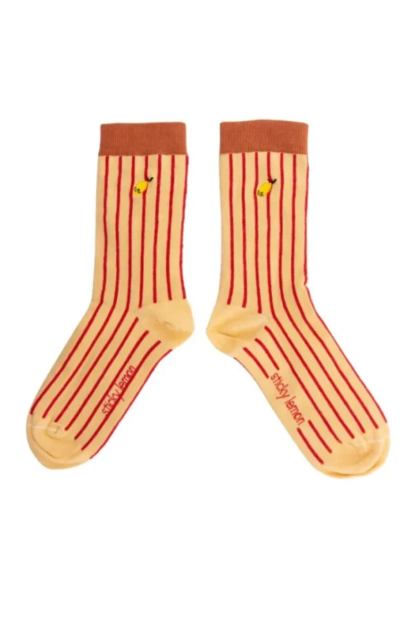 Sticky Lemon Socks Stripes Biscotti Beige