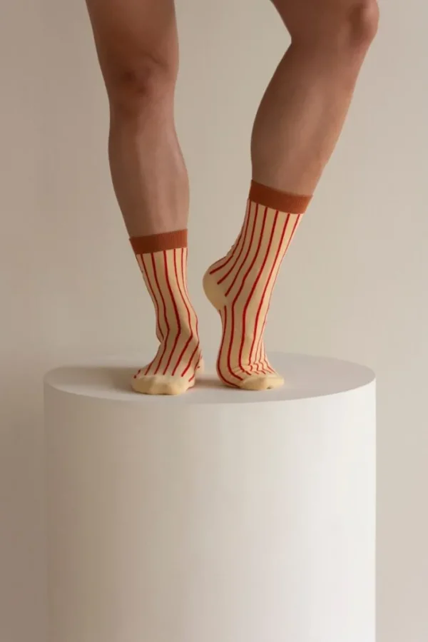 Sticky Lemon Socks Stripes Biscotti Beige