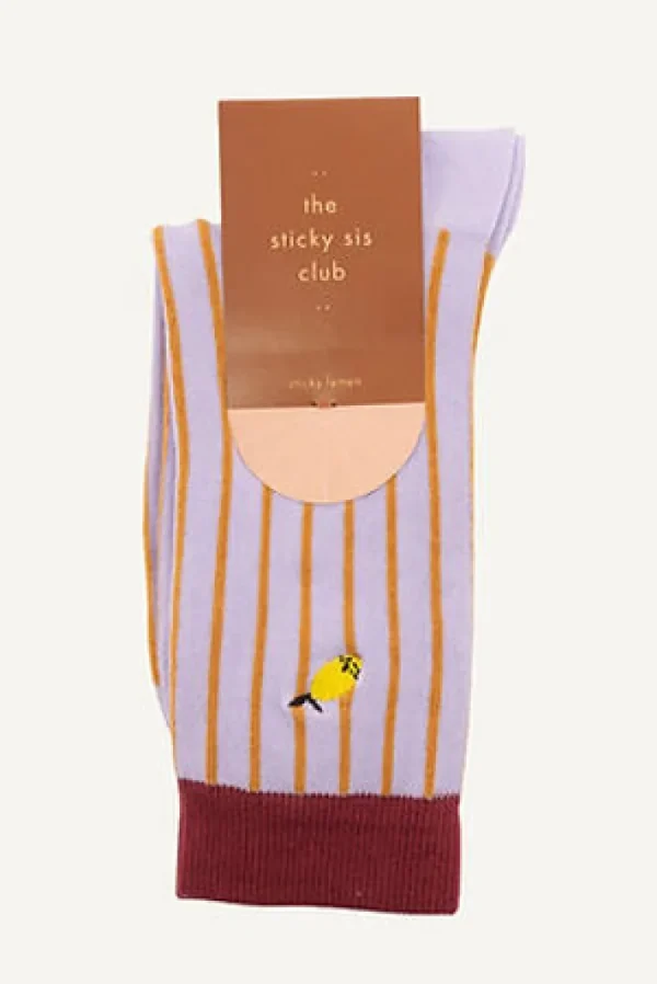 Sticky Lemon Socks Stripes Hazy Lilac
