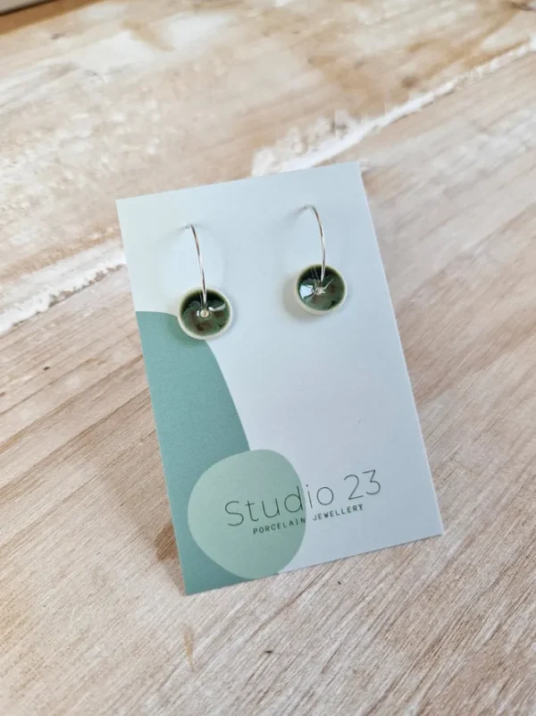 Studio 23 Curved Drop Earring Pair Olive