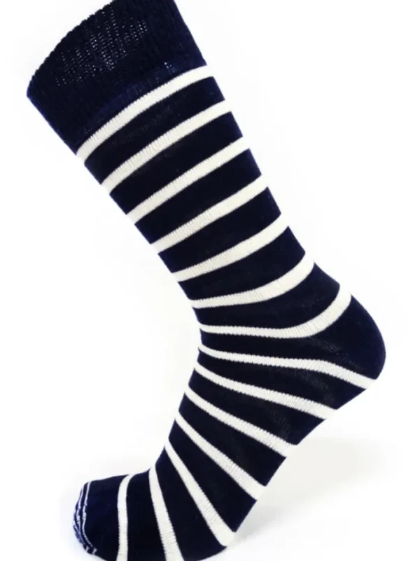 WOOLWEAR Uldsokker Dressed Navy/White stripes nr.26